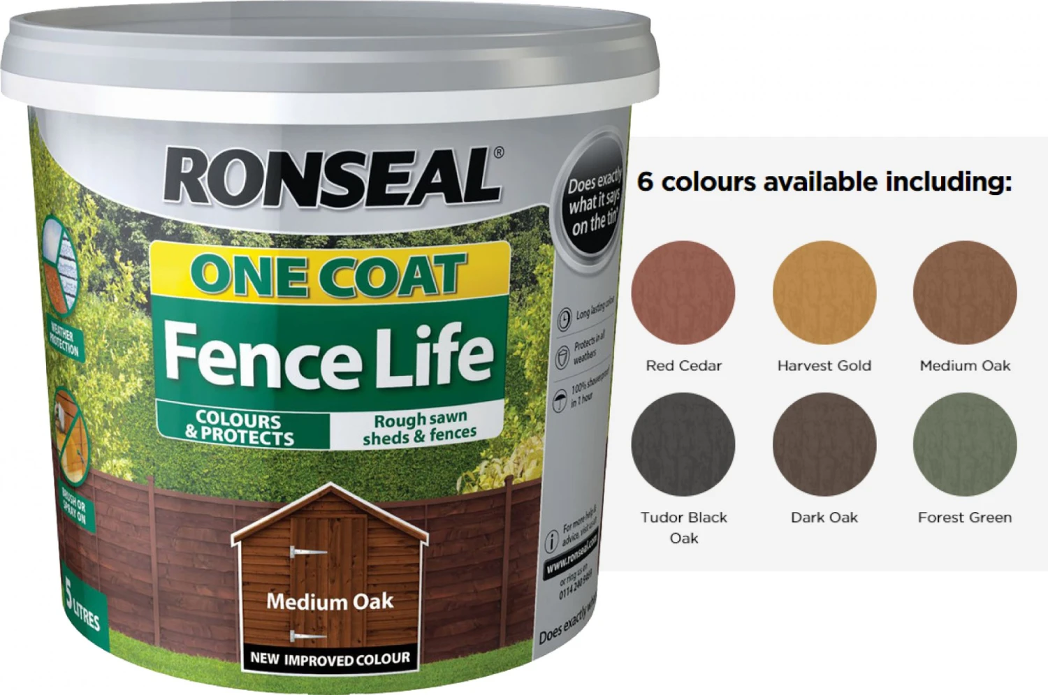 Ronseal One Coat Fence Life - 5ltr 3 Ronseal One Coat Fence Life - 5ltr