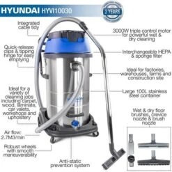Hyundai HYVI10030 3000W 3 IN 1 Wet & Dry Electric HEPA Filtration Vacuum Cleaner -Machine Shop 7504 14527